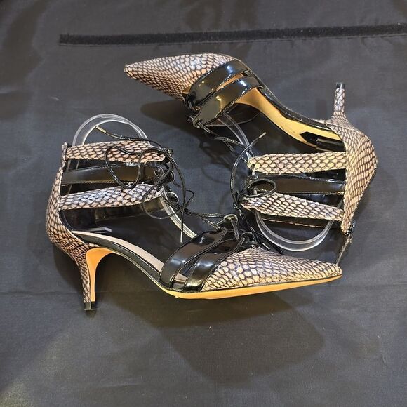 ZARA WOMEN'S KITTEN HEEL LACE-UP MID (2-2.9 in) HEEL HEIGHT WOMEN'S SANDALS - Picture 12 of 16